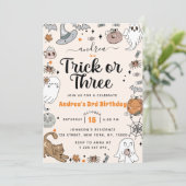 Spooky Halloween Schattige Spook 3e Verjaardagsfee Kaart (Staand voorkant)