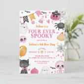 Spooky Halloween Schattige Spook 4e Verjaardagsfee Kaart (Staand voorkant)