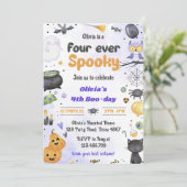 Spooky Halloween Schattige Spook 4e Verjaardagsfee Kaart (Staand voorkant)