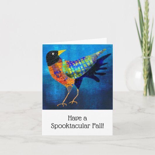 Spooky Halloween Schattigee Crow BLANK Wenskaart Bedankkaart (Voorkant)