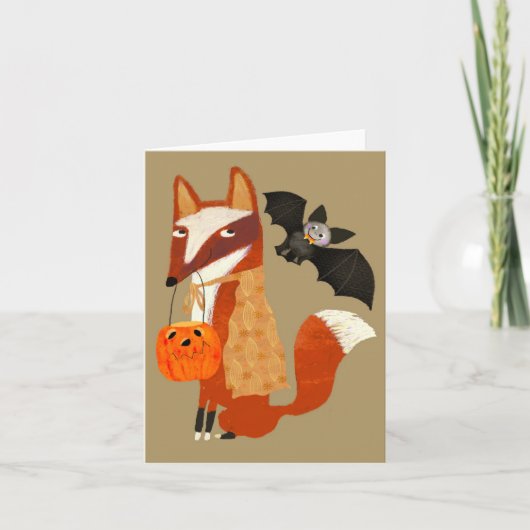 Spooky Halloween Schattigee Fox BLANK Wenskaart Bedankkaart (Voorkant)