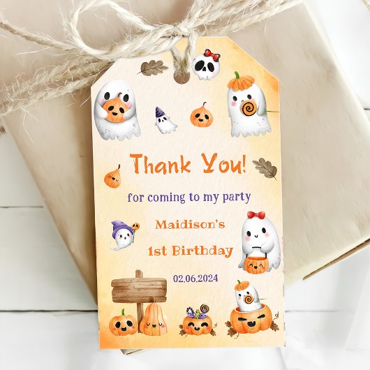 Spooky Halloween Schattigee geest Dank u Cadeaulabel