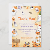 Spooky Halloween Schattigee geest Dank u Kaart (Voorkant)