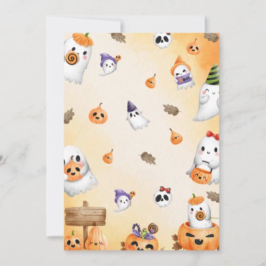 Spooky Halloween Schattigee geest Dank u Kaart (Achterkant)