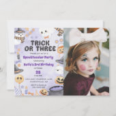 Spooky Halloween Schattigee Ghost 3e Verjaardag Fo Kaart (Voorkant)