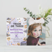 Spooky Halloween Schattigee Ghost 3e Verjaardag Fo Kaart (Staand voorkant)