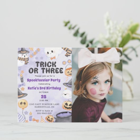 Spooky Halloween Schattigee Ghost 3e Verjaardag Fo Kaart