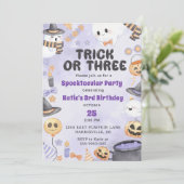 Spooky Halloween Schattigee Ghost 3e Verjaardag Kaart (Staand voorkant)