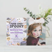Spooky Halloween Schattigee Ghost 4th Verjaardagsf Kaart (Staand voorkant)