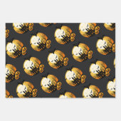 Spooky Halloween Sinaasappel Zwart Inpakpapier Vel (Voorkant)