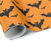 Spooky Halloween Sinaasappel Zwart Wrapping Papier (Rol Hoek)