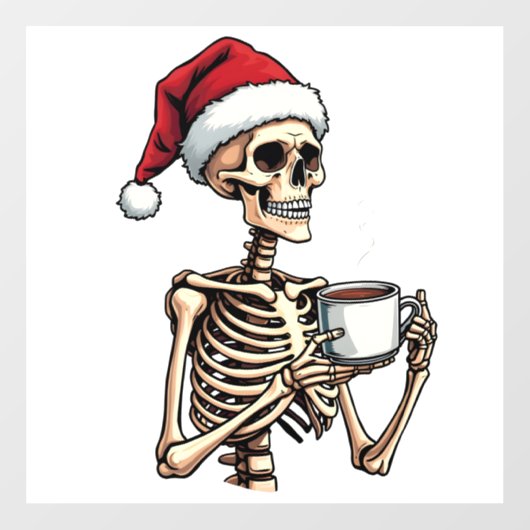 Spooky Halloween Sipping Coffee Christmas Santa Raamsticker (Vel)
