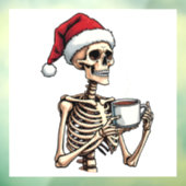 Spooky Halloween Sipping Coffee Christmas Santa Raamsticker (Vel 3)