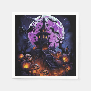 Spooky Halloween Skelet Skull Haunted House Servet