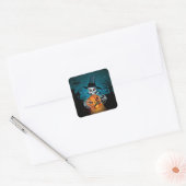 Spooky Halloween Skelet Vierkante Sticker (Envelop)