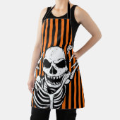 Spooky Halloween Skeleton Black Oranje Stripes Schort (Insitu)