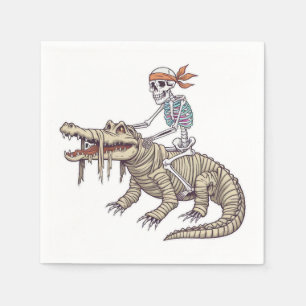 Spooky Halloween Skeleton Crocodile Mummy Servet