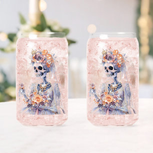 Spooky Halloween Skeleton Drinkware Set Can Glass Blikvorm Glas