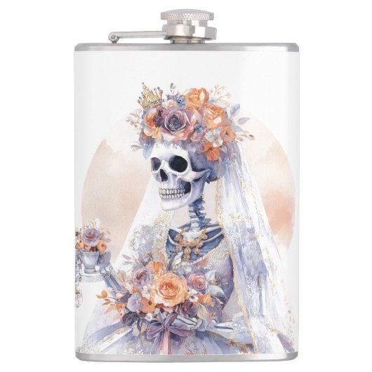 Spooky Halloween Skeleton Flask Heupfles (Voorkant)