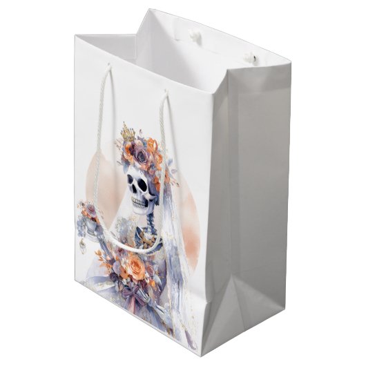 Spooky Halloween Skeleton Gift Bag Medium Cadeauzakje (Voorkant Gekanteld)