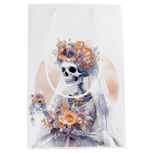 Spooky Halloween Skeleton Gift Bag Medium Cadeauzakje (Voorkant)