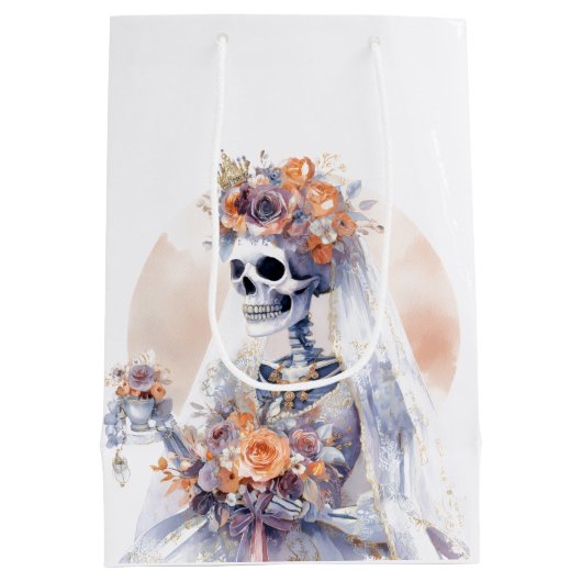 Spooky Halloween Skeleton Gift Bag Medium Cadeauzakje (Achterkant)