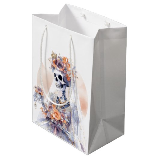 Spooky Halloween Skeleton Gift Bag Medium Cadeauzakje (Achterkant Gekanteld)