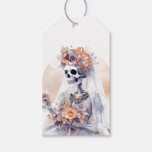Spooky Halloween Skeleton Gift Label Cadeaulabel (Voorkant)