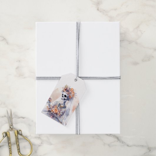 Spooky Halloween Skeleton Gift Label Cadeaulabel (Met Touw)