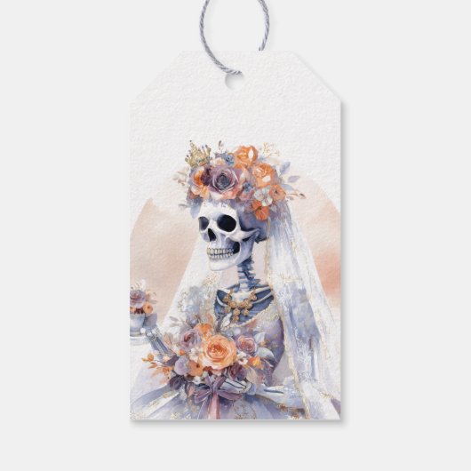 Spooky Halloween Skeleton Gift Label Cadeaulabel (Achterkant)