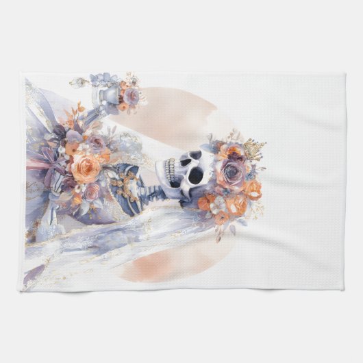 Spooky Halloween Skeleton Keuken Handdoek (Horizontaal)