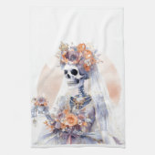 Spooky Halloween Skeleton Keuken Handdoek (Verticaal)