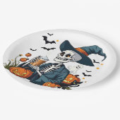Spooky Halloween Skeleton Sippin Pumpkin Spice Papieren Bordje (Gekanteld)