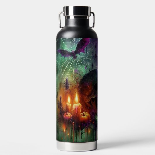 SPOOKY HALLOWEEN SKULL CANDLES BATS & SPIDERS WATERFLES (Voorkant)