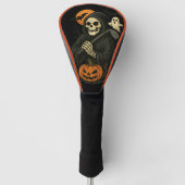 Spooky Halloween Skull Driver Golfheadcover (Voorkant)