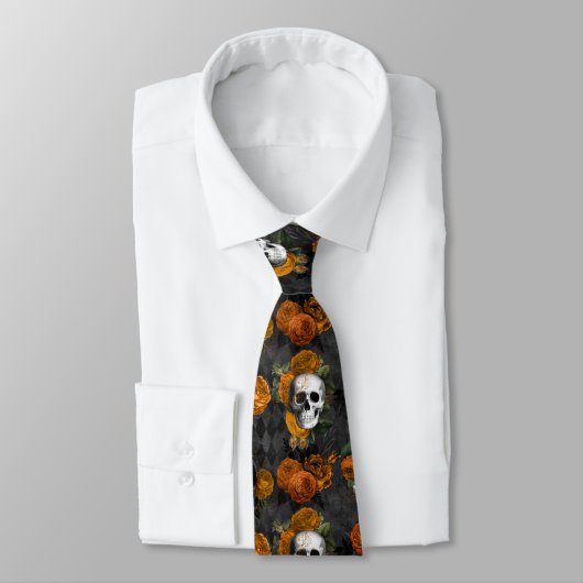 Spooky Halloween Skull en Rozen Stropdas (Gebonden)