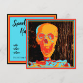 Spooky Halloween Skull Invitation Sjabloon (Voorkant / Achterkant)