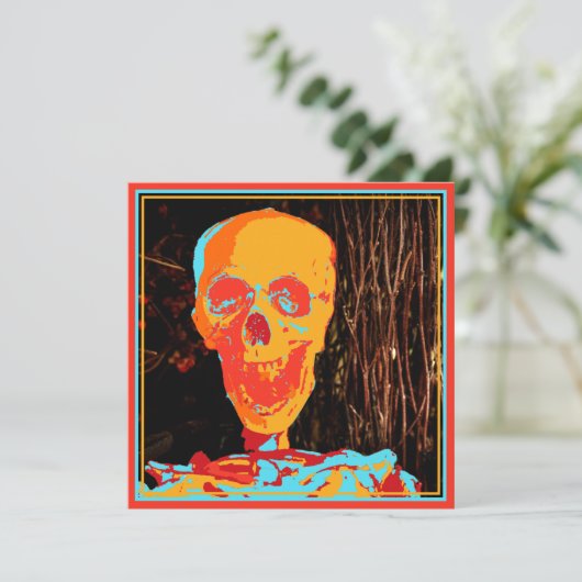 Spooky Halloween Skull Invitation Sjabloon (Staand voorkant)