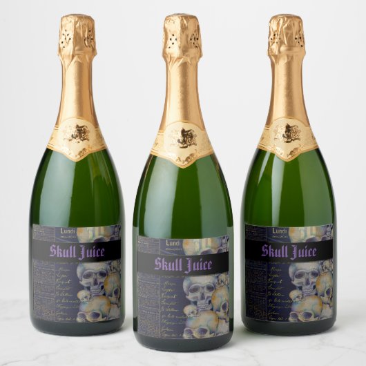 Spooky Halloween Skull Juice Sparkling Wijnetiket (Flessen)