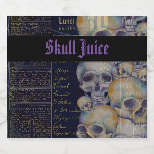 Spooky Halloween Skull Juice Sparkling Wijnetiket (Enkel label)