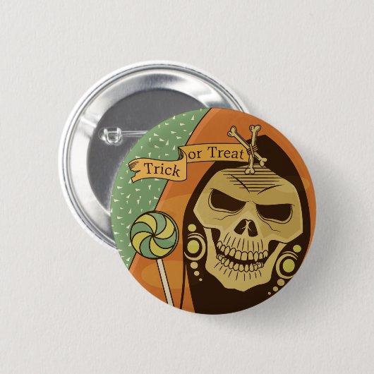 Spooky Halloween Skull  | Pin-Button Ronde Button 5,7 Cm (Voorkant /achterkant)