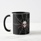 Spooky Halloween Skull Spider Web Mok (Links)