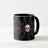 Spooky Halloween Skull Spider Web Mok (Voorkant rechts)