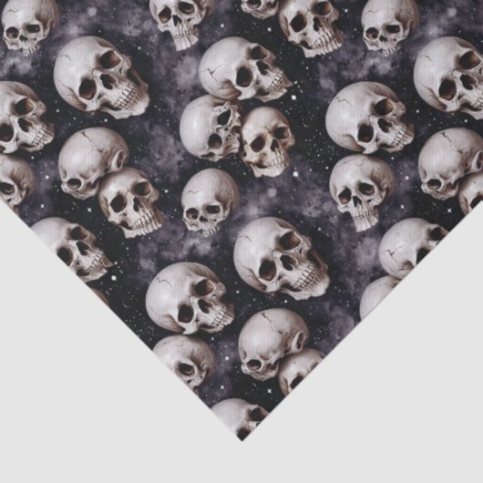 Spooky Halloween Skulls on a Galaxy Background Tissuepapier (Detail)