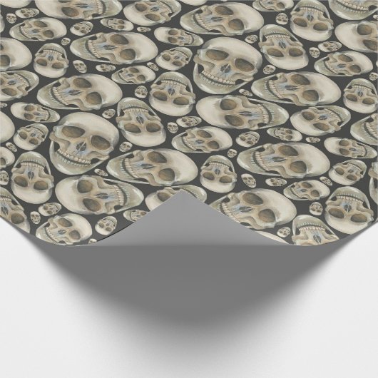 Spooky Halloween Skulls Pattern Cadeaupapier (Hoek)