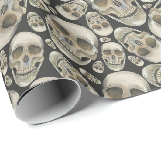 Spooky Halloween Skulls Pattern Cadeaupapier (Rol Hoek)