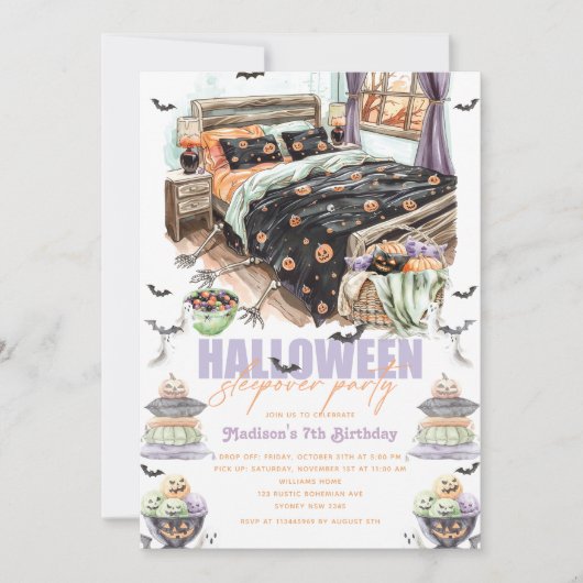 Spooky Halloween Sleepover Birthday Bash Kaart (Voorkant)