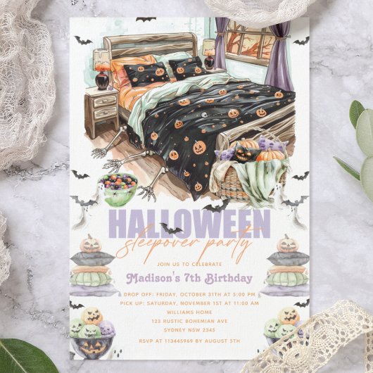Spooky Halloween Sleepover Birthday Bash Kaart