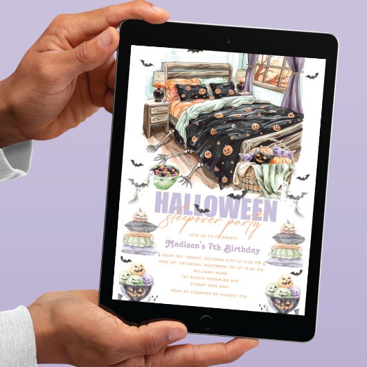 Spooky Halloween Sleepover Birthday Bash Kaart