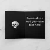 Spooky Halloween smeltend cranium met vleermuisbee Feestdagen Kaart (Binnen)